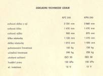 Technické parametry přívěsu KPZ 240 a KPN 250